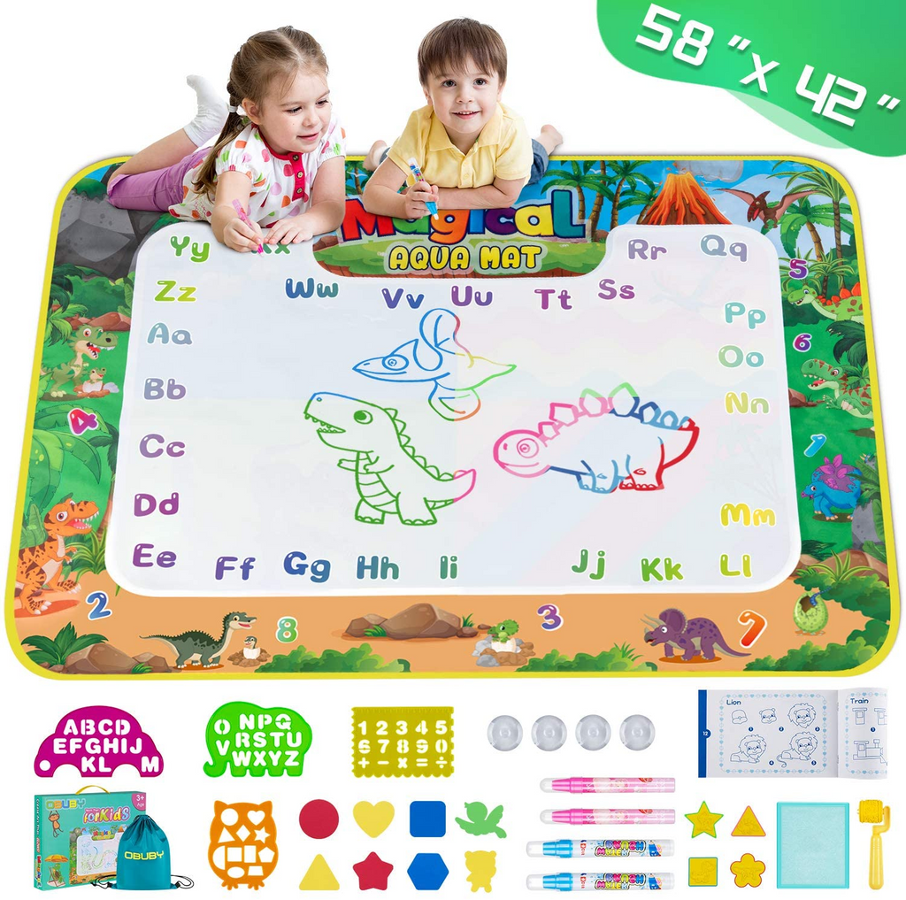 Allaugh Large Water Doodle Drawing Mat,Dinosaur Play Mats for Kids Extra Large 60 inch x 36 inch Aqua Painting Gift Mess Free Writing 7 Rainbow Colors