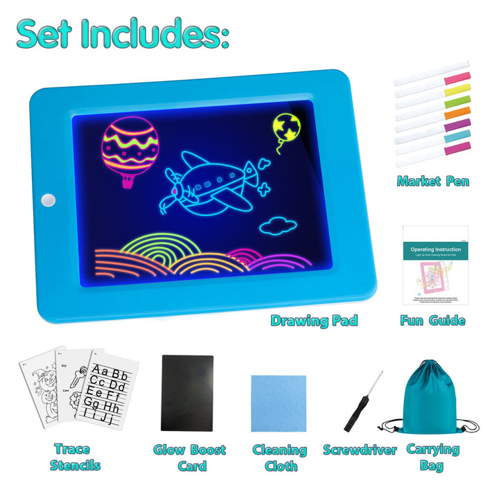CLOSE OUT] Kids Light Up Drawing Board Ultimate Magic Tracing Pad Doodle  Tablet Glow Coloring Draw Writer 9 LED Lighted Effects Educational Art Toys  Learning Gifts for Toddler Boys Girls (white))