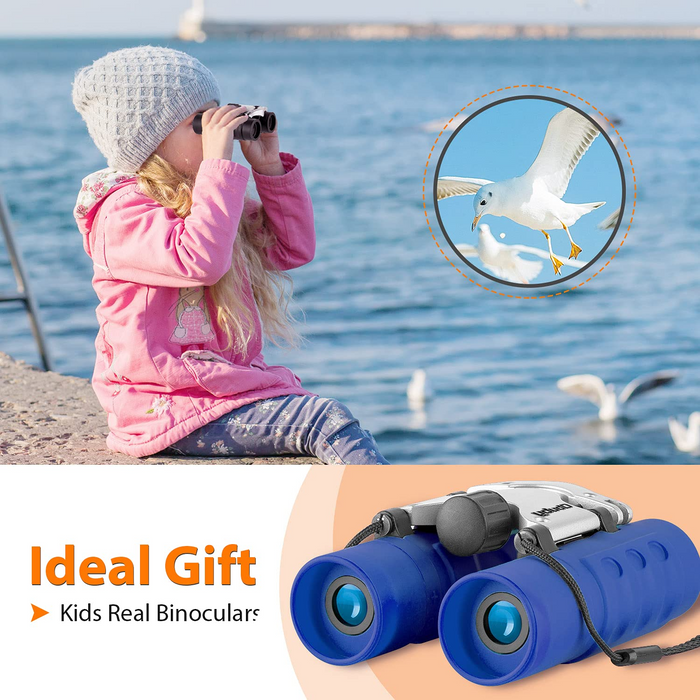 Obuby Binoculars for Kids Gifts for 3-12 Years Boys Girls 8x21 High-Resolution Optics Mini Compact Binocular Toys Shockproof Folding Small Telescope for Bird Watching,Travel, Camping（Blue）